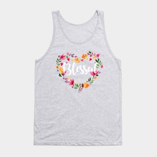 Blessed Mom Women Gift idea Floral Mothers day Gift Tank Top